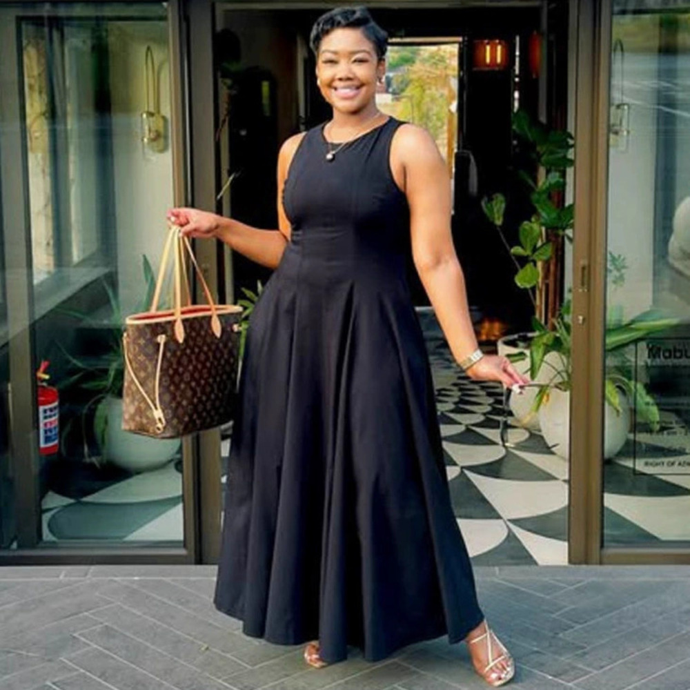 ZARA Black Fashion Tank Dress African Plus Size Casual High Waist Slimming Women